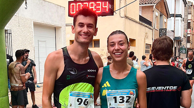 Daniel Ruales y Raquel Yécora, vecedores de la IX Carrera del Melocotón de Sartaguda